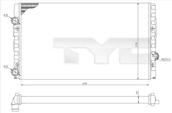 радиатор, охлаждане на двигателя TYC                 
