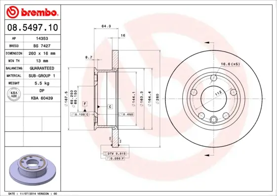 спирачен диск BREMBO              