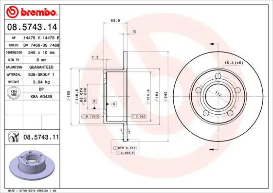 спирачен диск BREMBO              