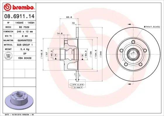 спирачен диск BREMBO              