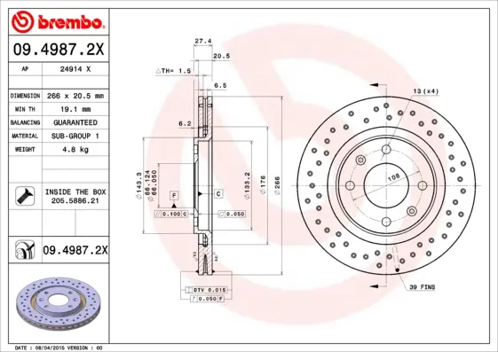спирачен диск BREMBO              