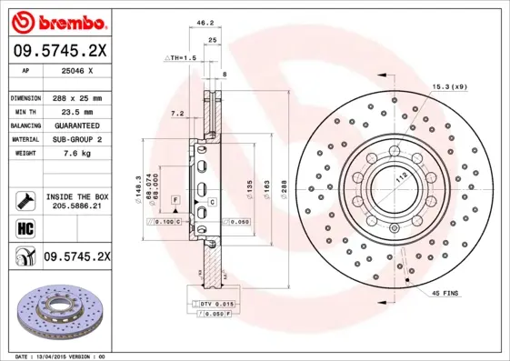 спирачен диск BREMBO              