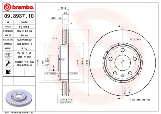 спирачен диск BREMBO              