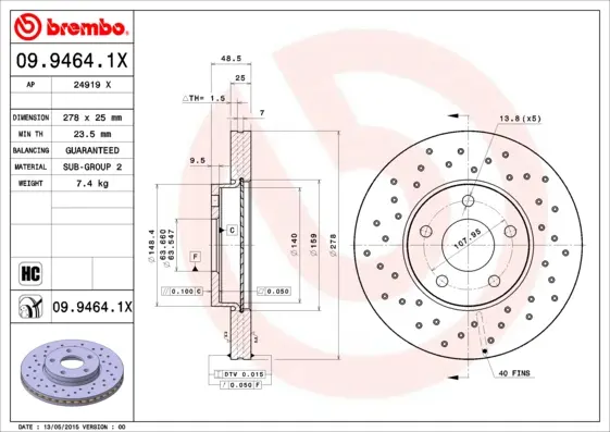 спирачен диск BREMBO              