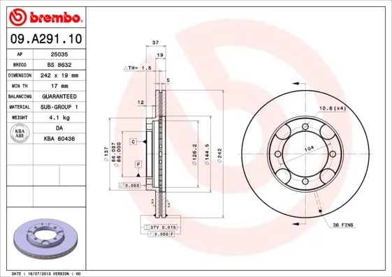 спирачен диск BREMBO              