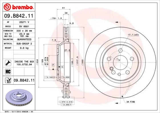 спирачен диск BREMBO              