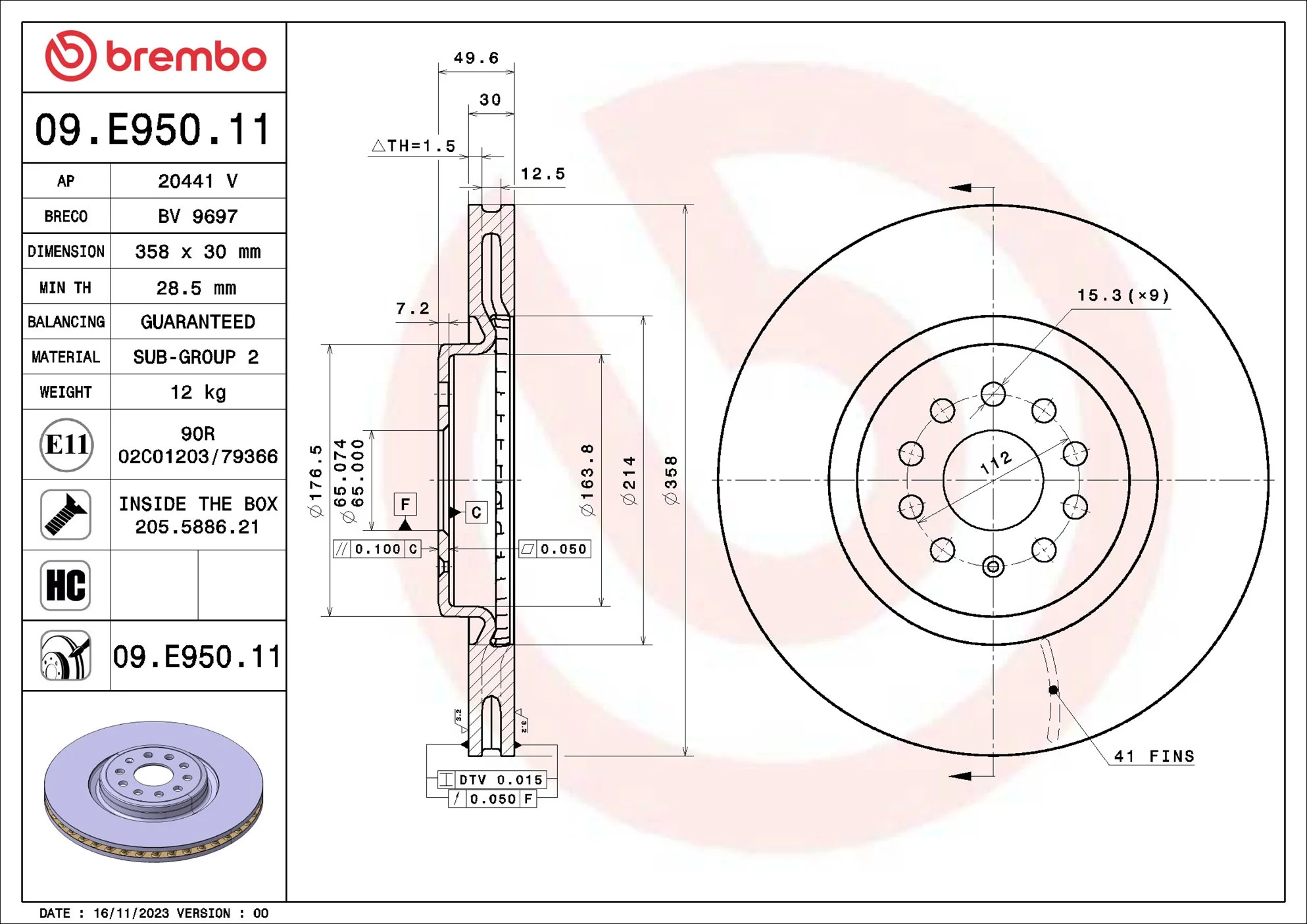 PRIME LINE - UV Coated , спирачен диск BREMBO
