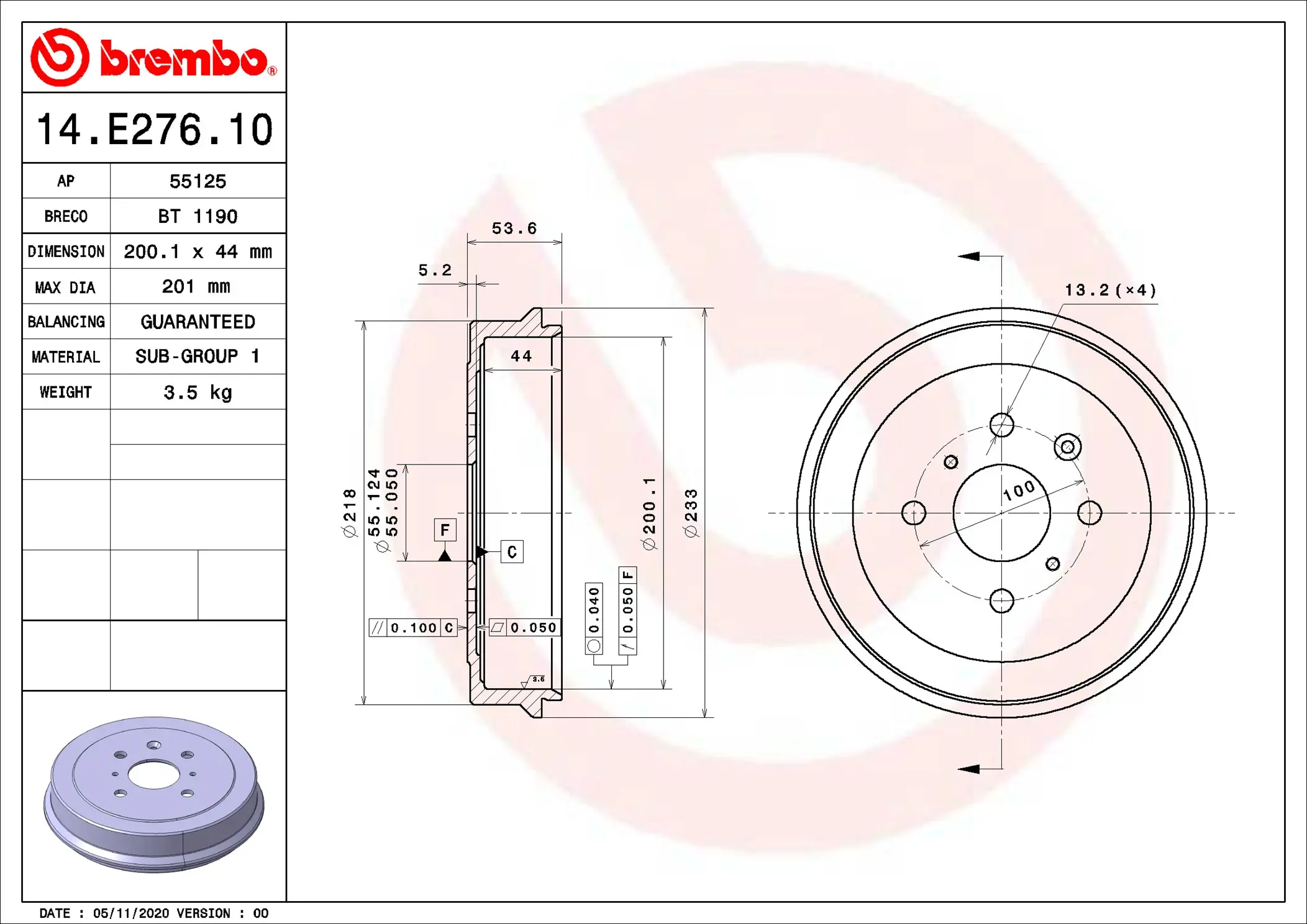 спирачен барабан BREMBO              