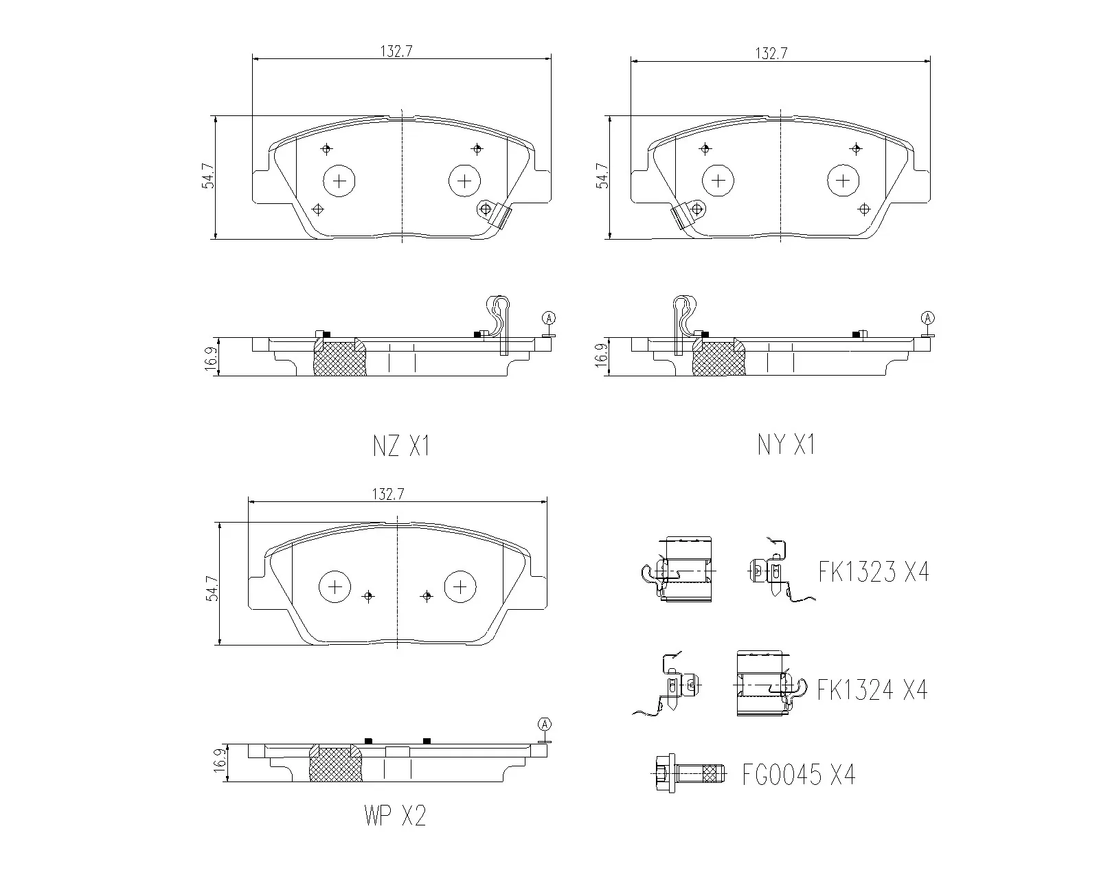 PRIME LINE , комплект спирачно феродо, дискови спирачки BREMBO