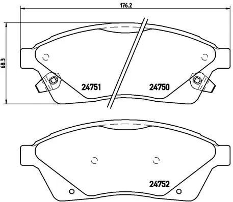 комплект спирачно феродо, дискови спирачки BREMBO              