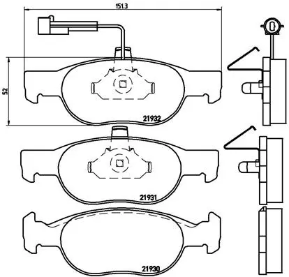 комплект спирачно феродо, дискови спирачки BREMBO              