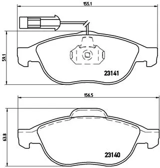 комплект спирачно феродо, дискови спирачки BREMBO              