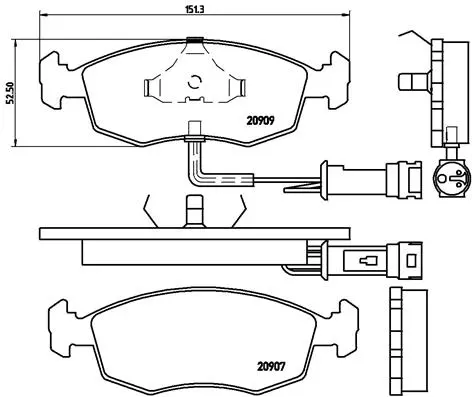 комплект спирачно феродо, дискови спирачки BREMBO              