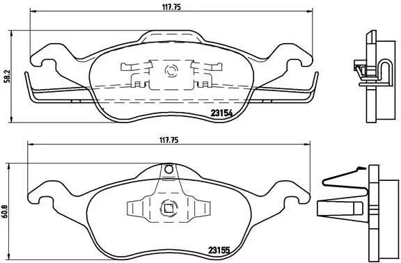 комплект спирачно феродо, дискови спирачки BREMBO              