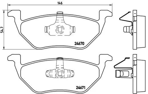 комплект спирачно феродо, дискови спирачки BREMBO              