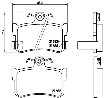 комплект спирачно феродо, дискови спирачки BREMBO              