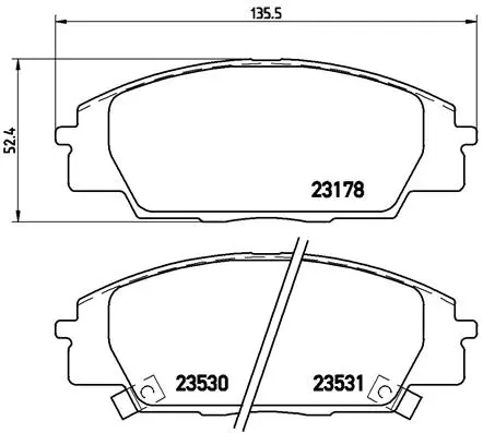 комплект спирачно феродо, дискови спирачки BREMBO              