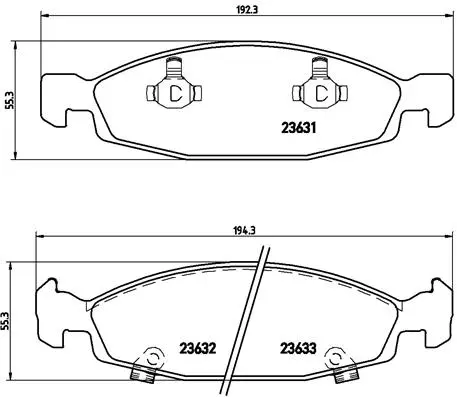 комплект спирачно феродо, дискови спирачки BREMBO              