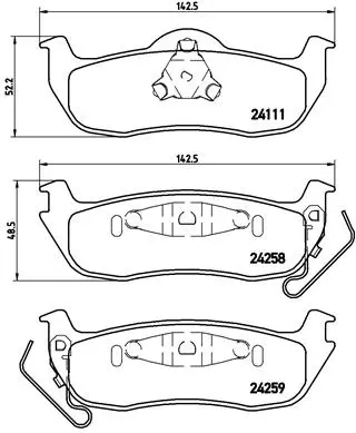 комплект спирачно феродо, дискови спирачки BREMBO              