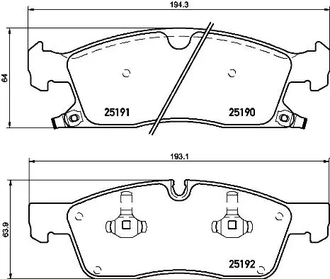 комплект спирачно феродо, дискови спирачки BREMBO              