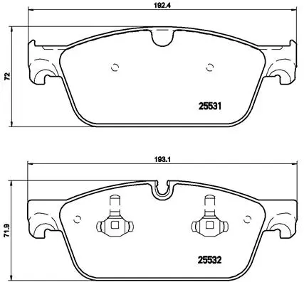 комплект спирачно феродо, дискови спирачки BREMBO              