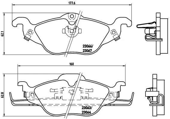 комплект спирачно феродо, дискови спирачки BREMBO              