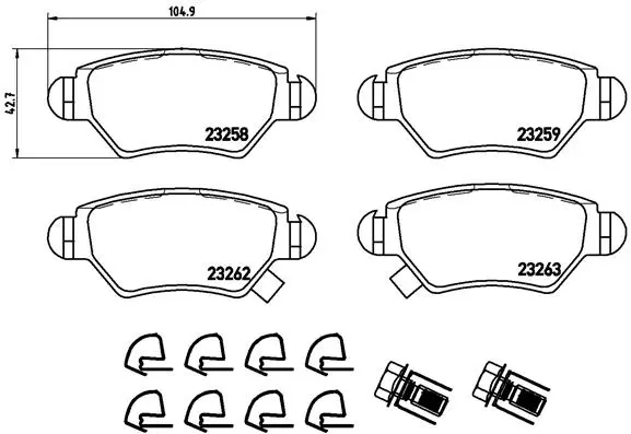 комплект спирачно феродо, дискови спирачки BREMBO              