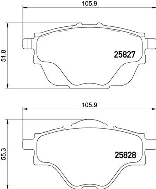 комплект спирачно феродо, дискови спирачки BREMBO              