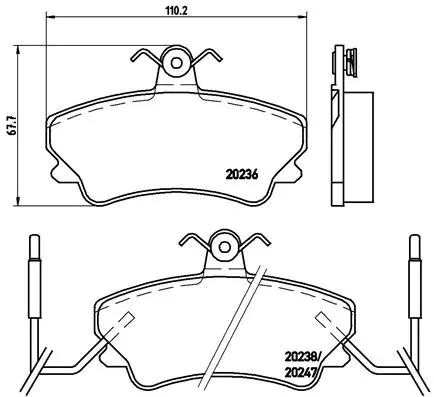 комплект спирачно феродо, дискови спирачки BREMBO              