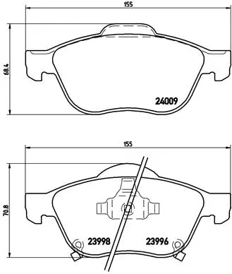 комплект спирачно феродо, дискови спирачки BREMBO              
