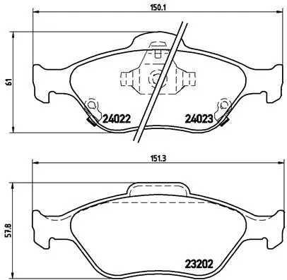 комплект спирачно феродо, дискови спирачки BREMBO              