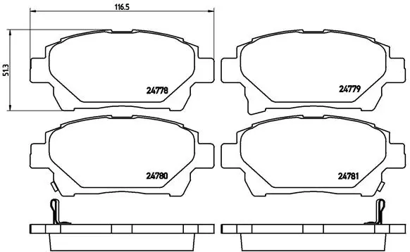 комплект спирачно феродо, дискови спирачки BREMBO              