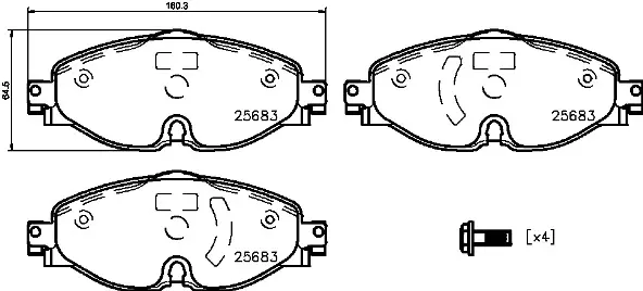комплект спирачно феродо, дискови спирачки BREMBO              
