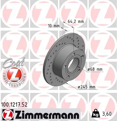 спирачен диск ZIMMERMANN          