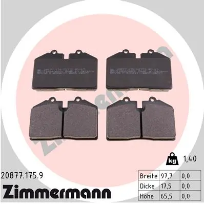 Комплект спирачно феродо, дискови спирачки ZIMMERMANN