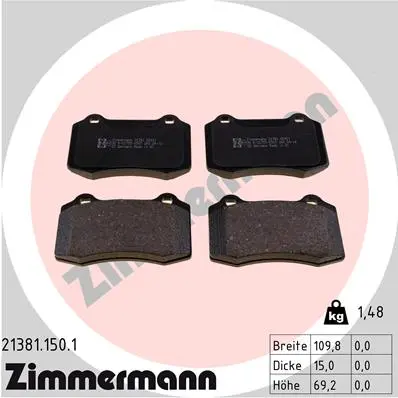 Комплект спирачно феродо, дискови спирачки ZIMMERMANN