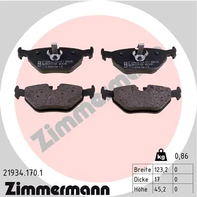Комплект спирачно феродо, дискови спирачки ZIMMERMANN
