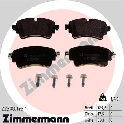 Комплект спирачно феродо, дискови спирачки ZIMMERMANN