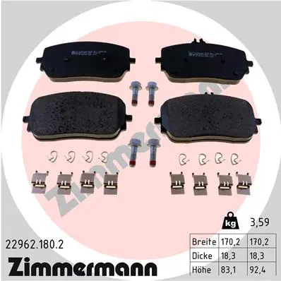 комплект спирачно феродо, дискови спирачки ZIMMERMANN          