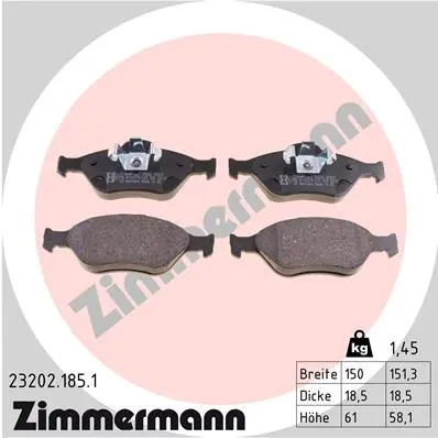 Комплект спирачно феродо, дискови спирачки ZIMMERMANN