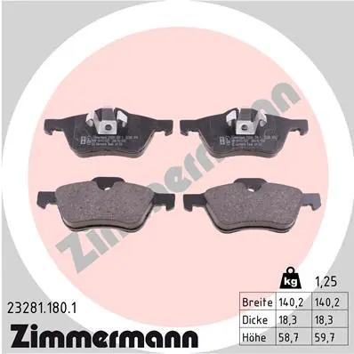 Комплект спирачно феродо, дискови спирачки ZIMMERMANN
