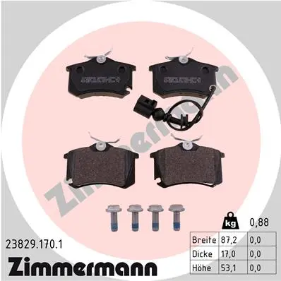 комплект спирачно феродо, дискови спирачки ZIMMERMANN          