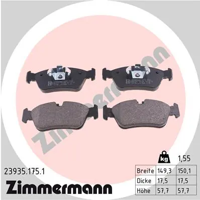 Комплект спирачно феродо, дискови спирачки ZIMMERMANN
