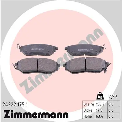Комплект спирачно феродо, дискови спирачки ZIMMERMANN