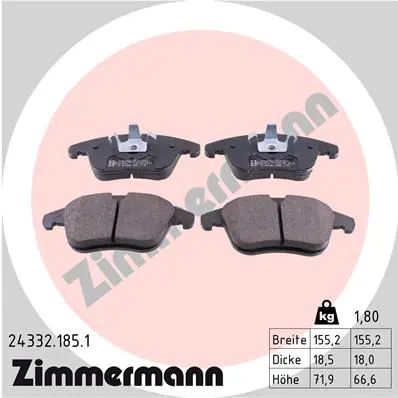 комплект спирачно феродо, дискови спирачки ZIMMERMANN          