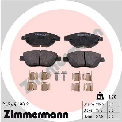 Комплект спирачно феродо, дискови спирачки ZIMMERMANN