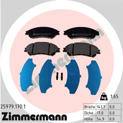 комплект спирачно феродо, дискови спирачки ZIMMERMANN          