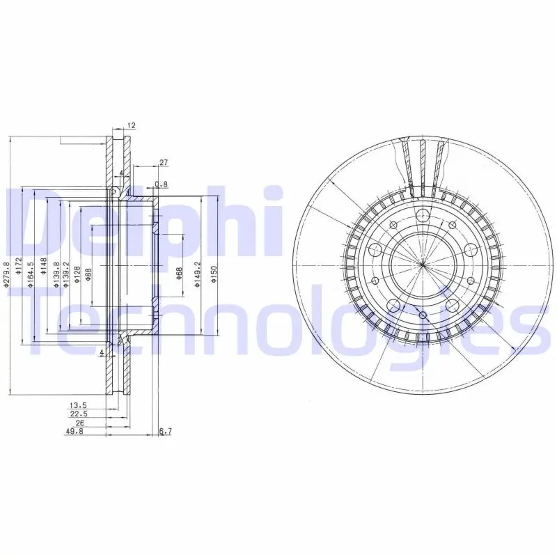 спирачен диск DELPHI              