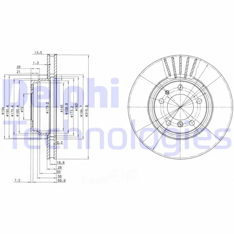 спирачен диск DELPHI              