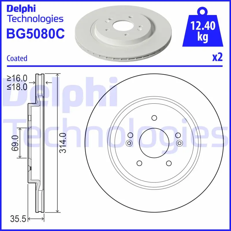 Спирачни дискове за HYUNDAI SANTA FE IV (TM) 2.0 D BG5080C DELPHI              